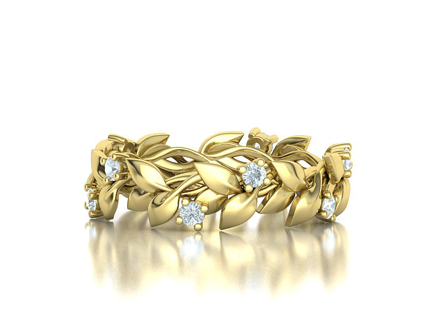 Floral Motif Eternity Ring with Diamonds