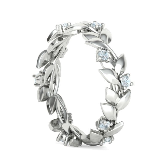 Floral Motif Eternity Ring with Diamonds