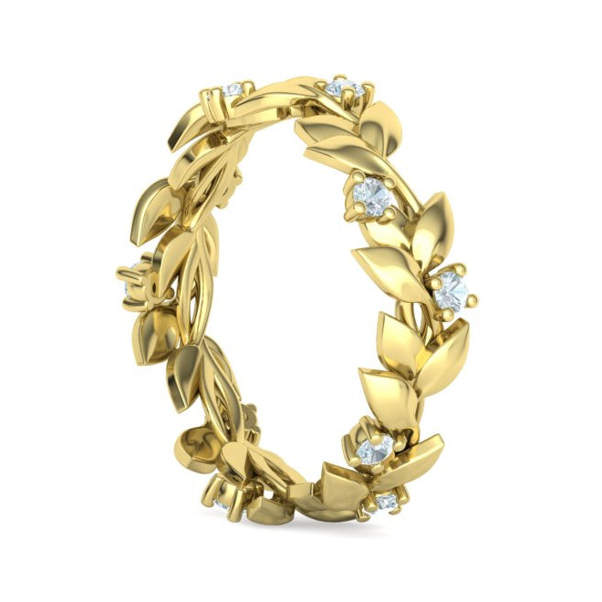 Floral Motif Eternity Ring with Diamonds