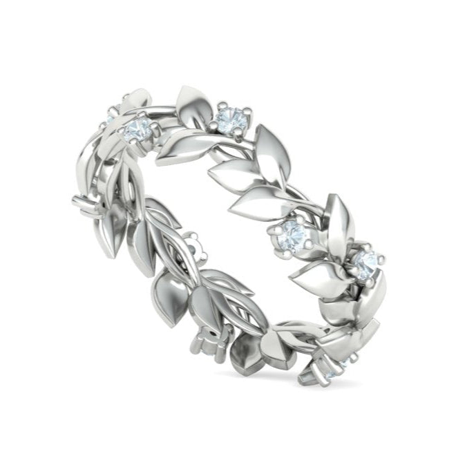 Floral Motif Eternity Ring with Diamonds
