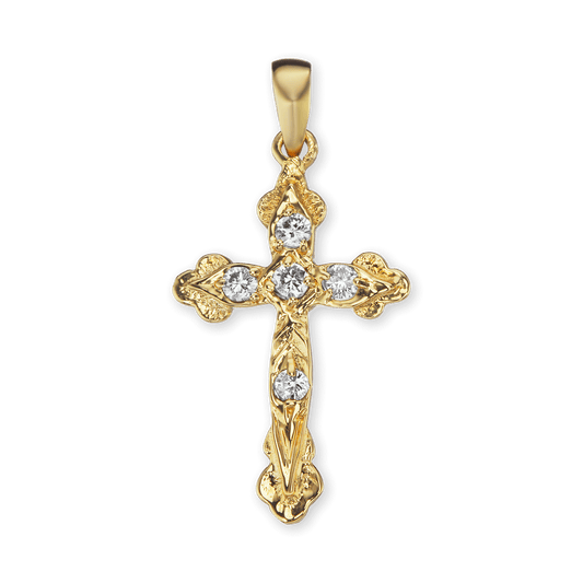 Apostles Cross Pendant with Cubic Zirconia in Sterling Silver