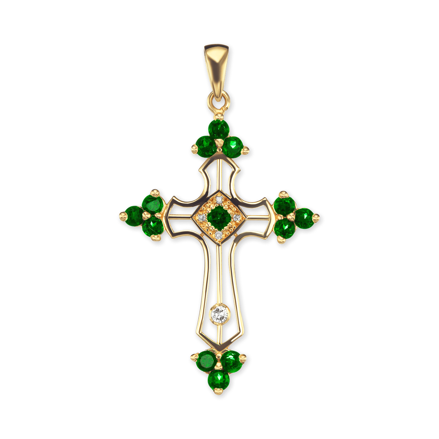 Trinity-Kreuz-Anhänger mit grünem Zirkonia in Sterlingsilber