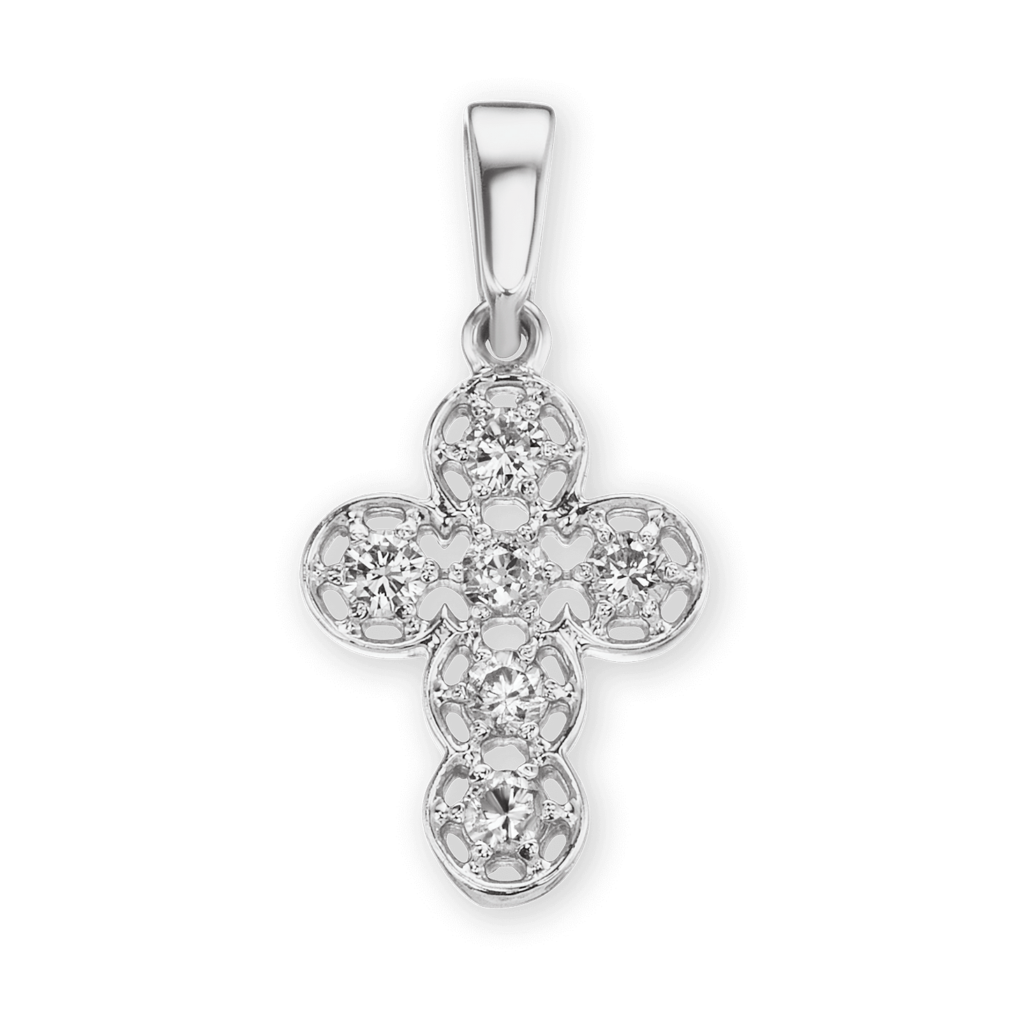 Venetian Cross Pendant with Diamonds in 14K Yellow Gold