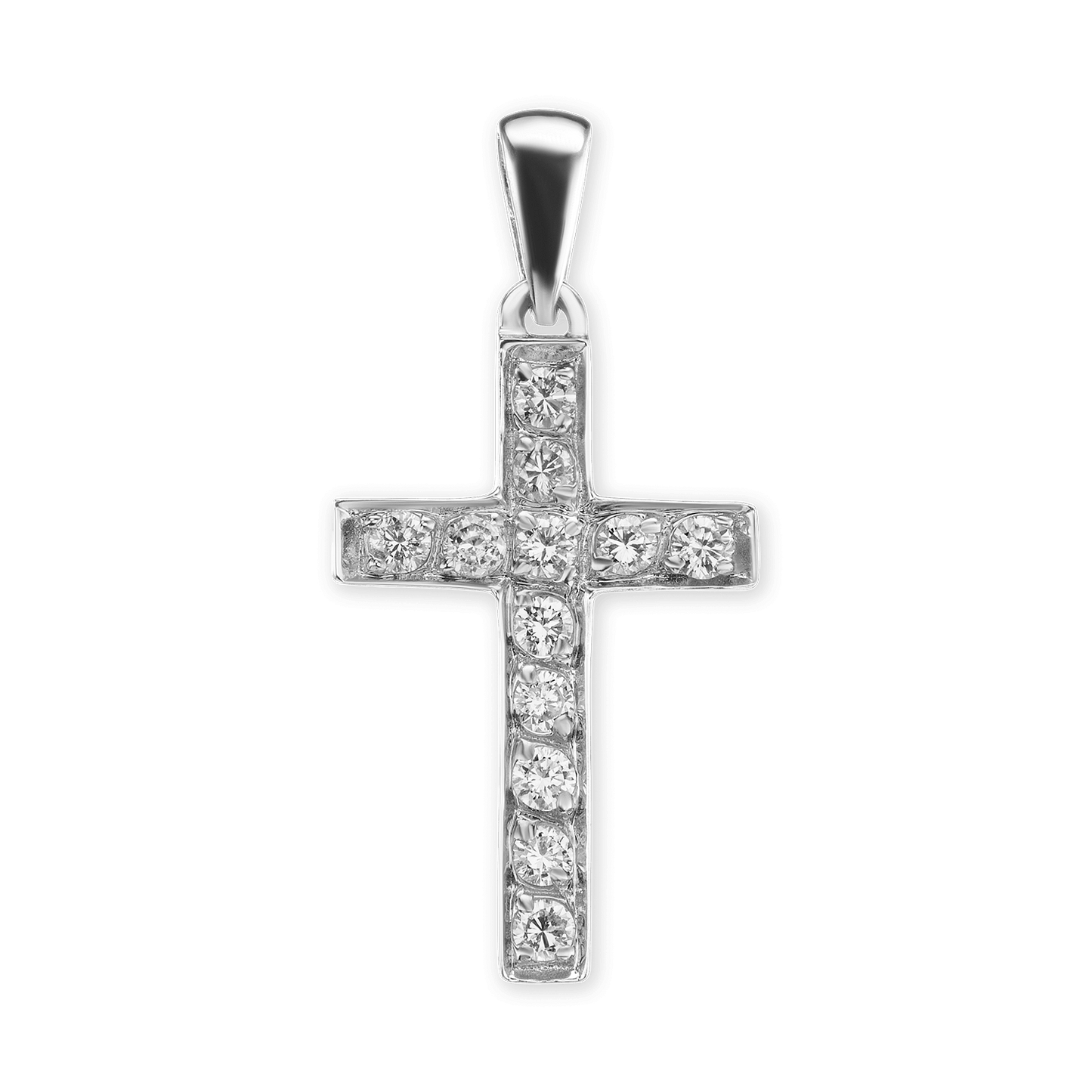 Classic Cross Pendant with Diamonds in 14K Yellow Gold