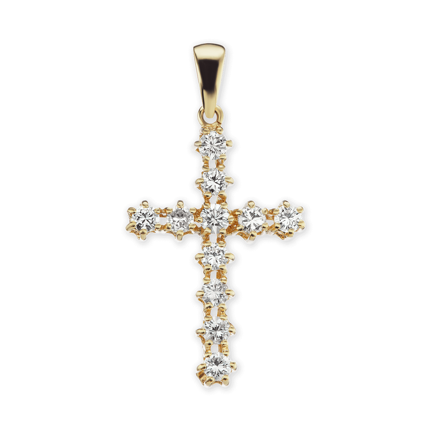Contemporary Cross Pendant with Diamonds in 14K White Gold