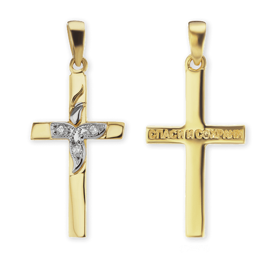 Klassischer Kreuzanhänger mit Diamantakzent in 14-karätigem Gelbgold