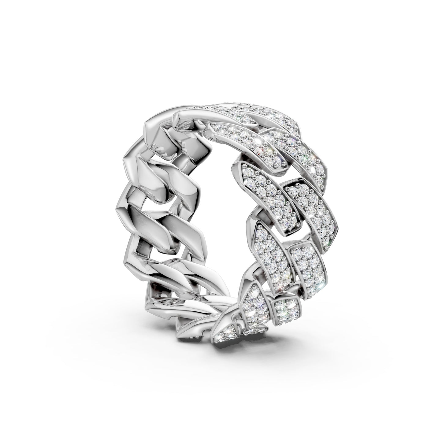 2-Row Iced-out Cuban Ring