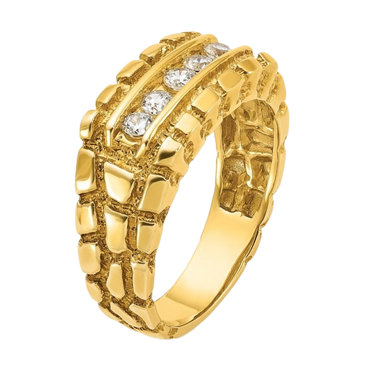 Ring aus 14-karätigem Gold mit natürlichem Diamantnugget – 0,33 Karat