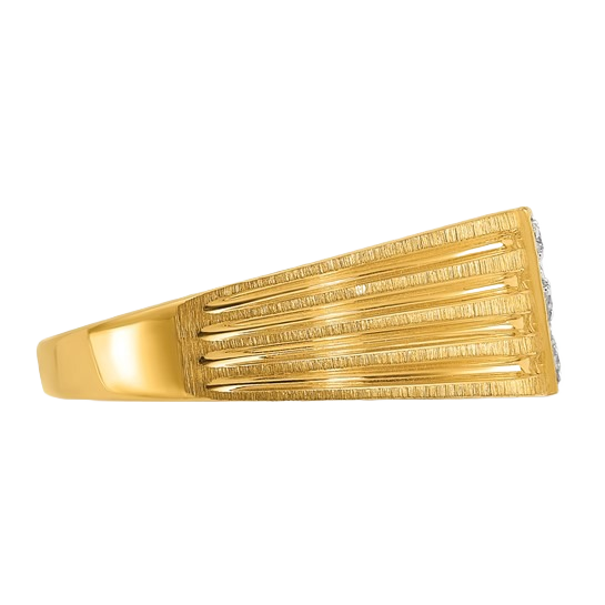 14-karätiger Goldnugget-Ring mit im Labor gezüchteten Diamanten