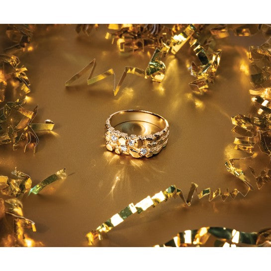 Ring aus 10K/14K Gold mit natürlichem Diamantnugget