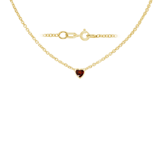 Gemstone Heart Bezel in 14K Yellow Gold Necklace