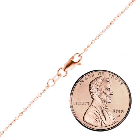 Diamond Cut Round Bead Necklace 14K Rose Gold