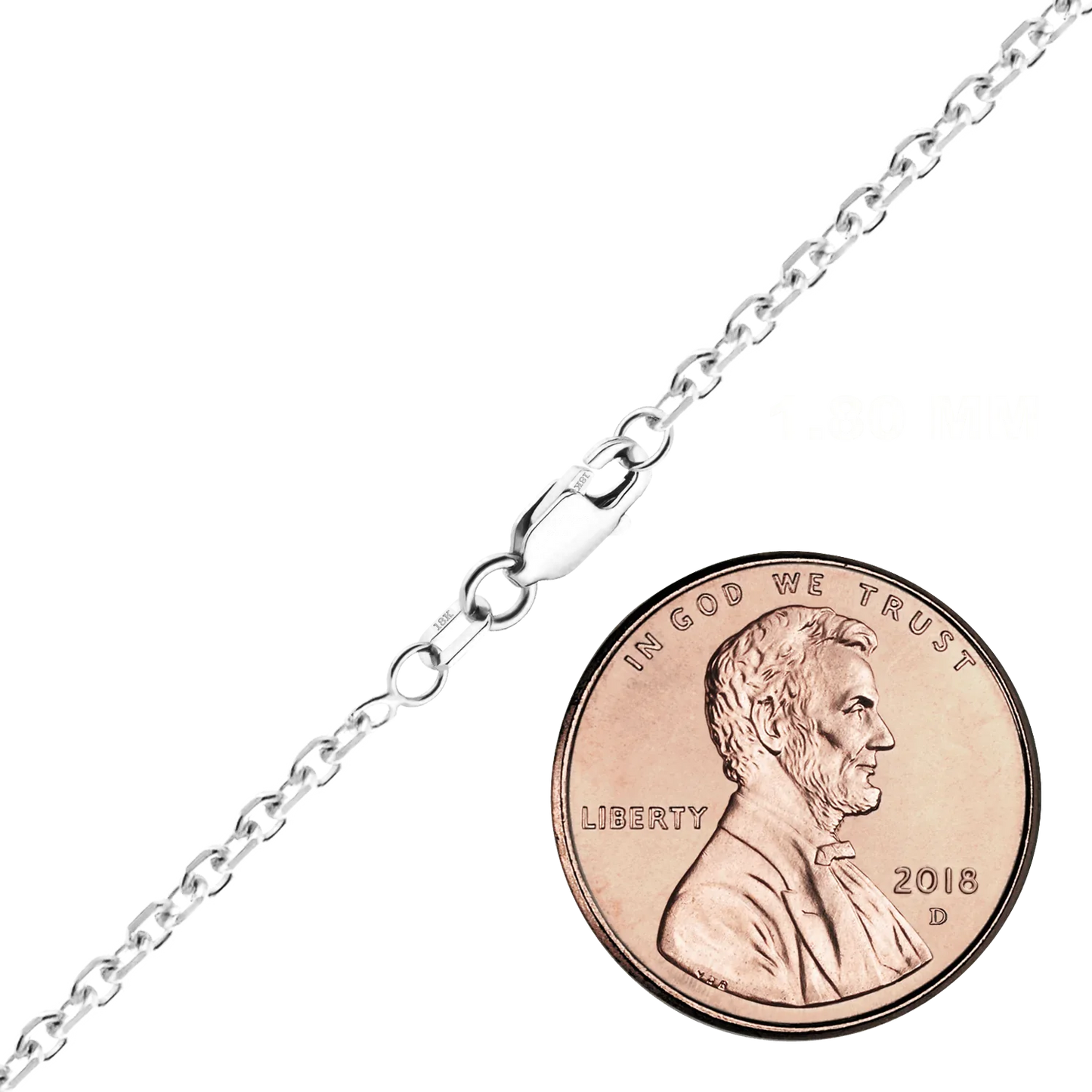 Diamantgeschliffenes rundes Kabelarmband aus 18-karätigem Weißgold