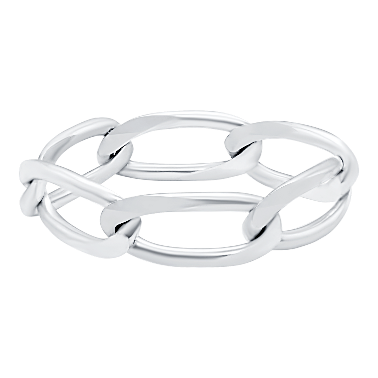 Länglicher Panzerkettenring aus Sterlingsilber