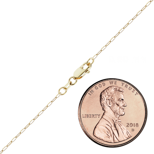 Elongated Flat Cable Necklace 14K Yellow Gold