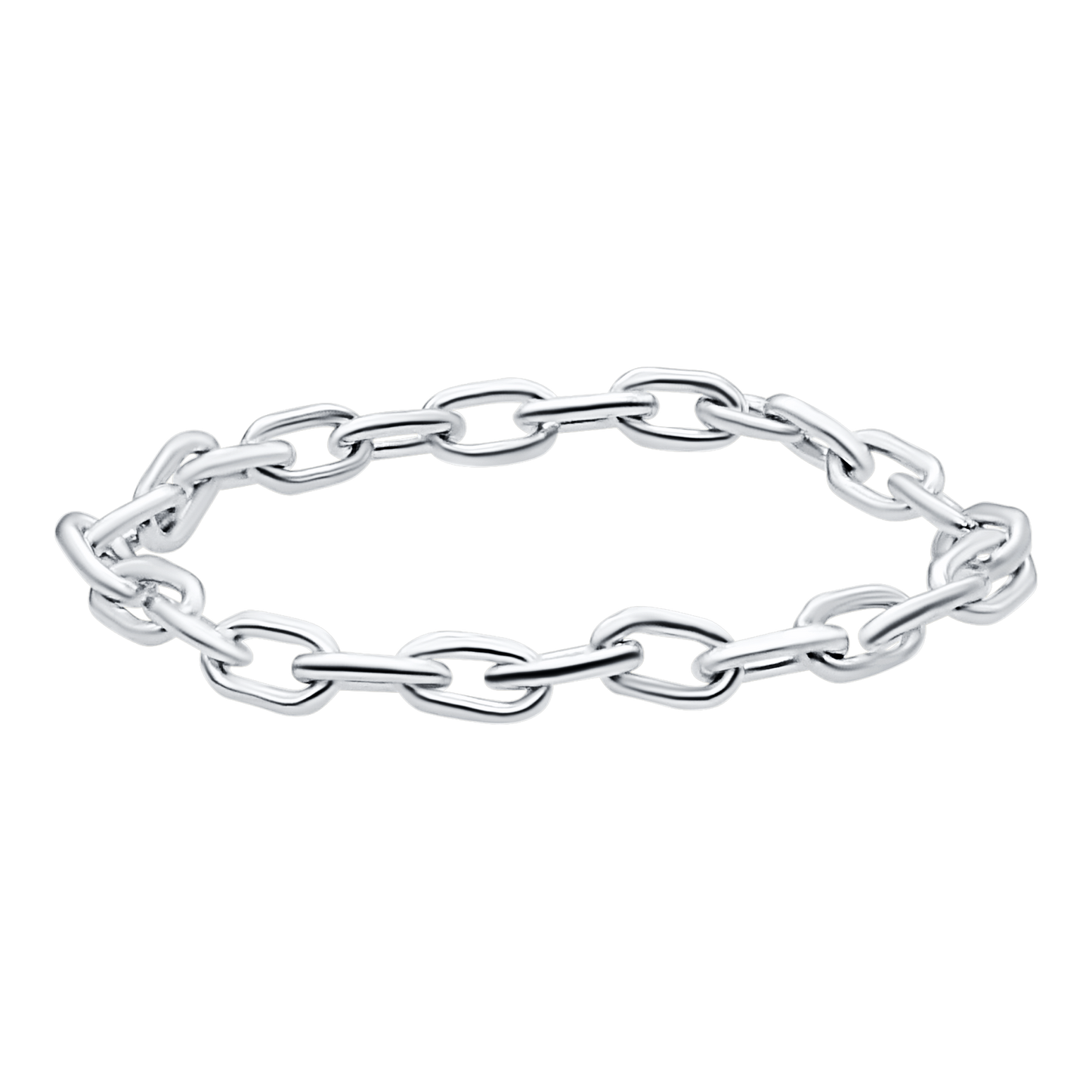 Länglicher Kabelkettenring aus 14-karätigem Weißgold