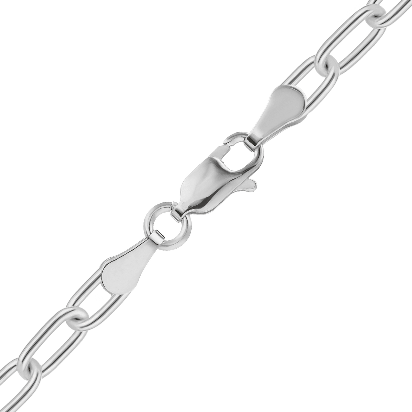 Light Elongated Cable Necklace in Sterling Silver