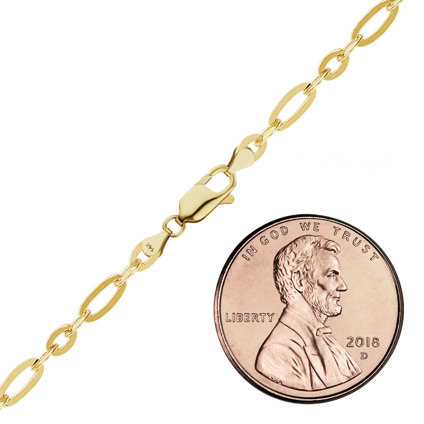 Figaro-Halskette mit Diamantschliff, 14 Karat Gelbgold