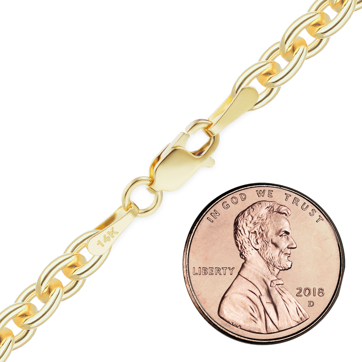 Heavy Round Cable Necklace 14K Yellow Gold