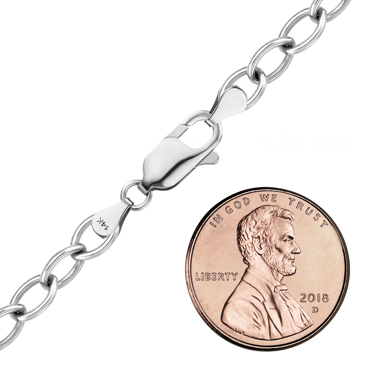 Light Round Cable Necklace 14K White Gold