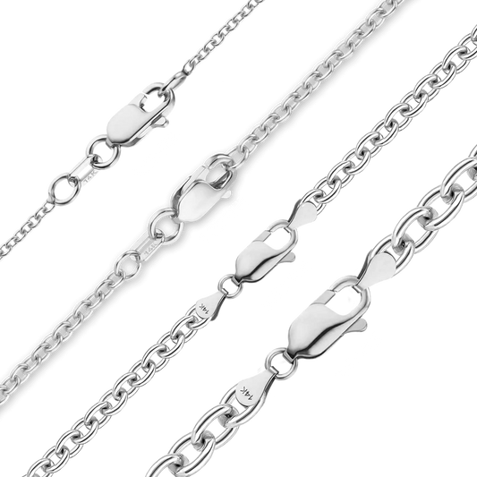 Mittelgroßes, rundes Kabelarmband aus 14-karätigem Weißgold