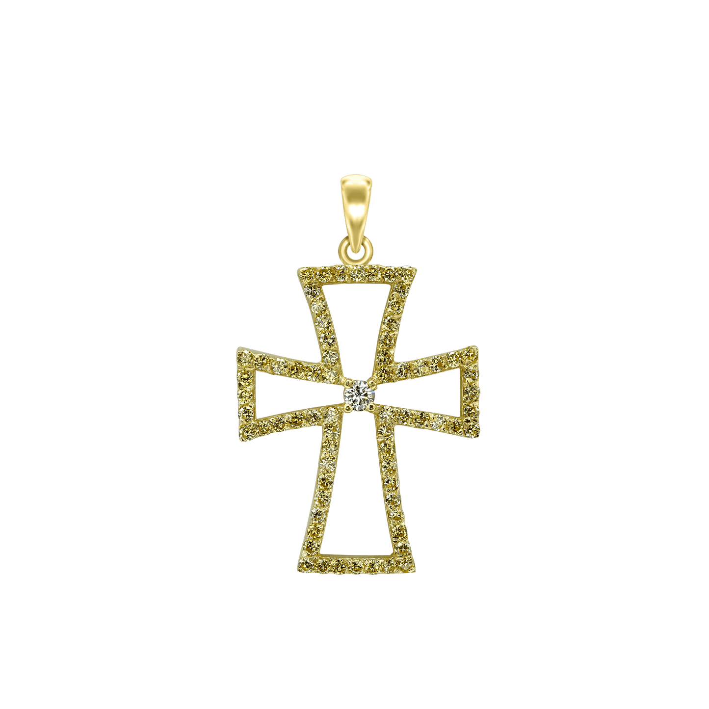 Pattée-Kreuzanhänger mit Zirkonia in 18 Karat Gelbgold