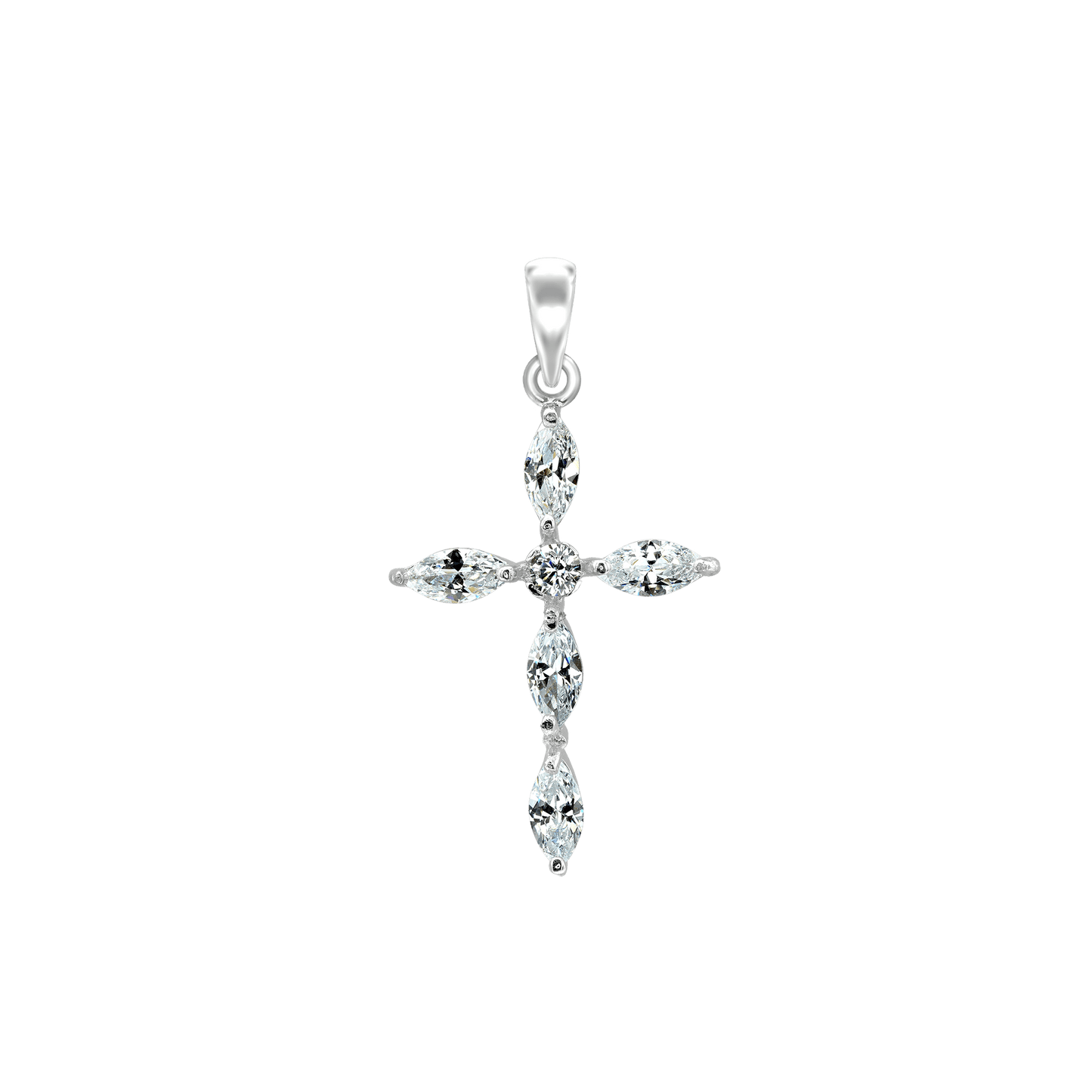 Marquise-Kreuz-Anhänger mit Zirkonia in Sterlingsilber