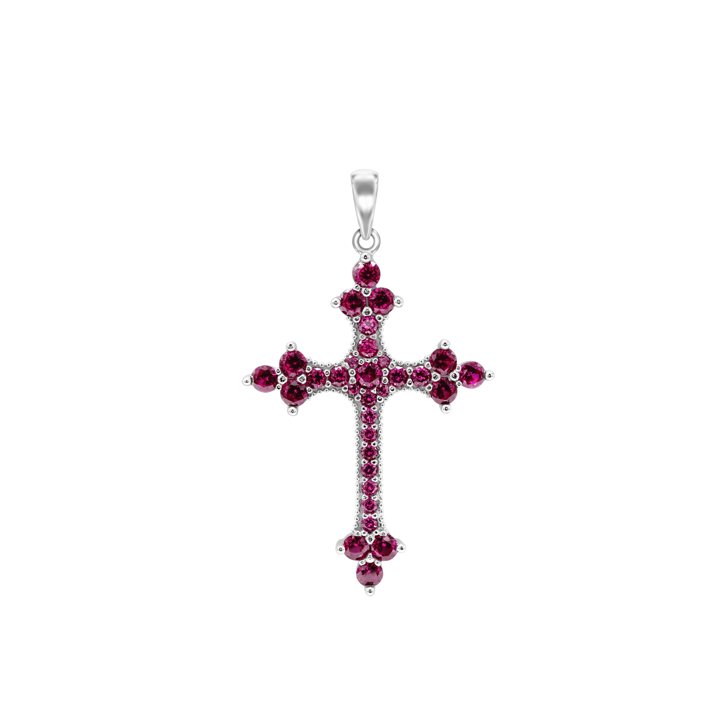 Trinity-Kreuz-Anhänger mit rosa Zirkonia in Sterlingsilber