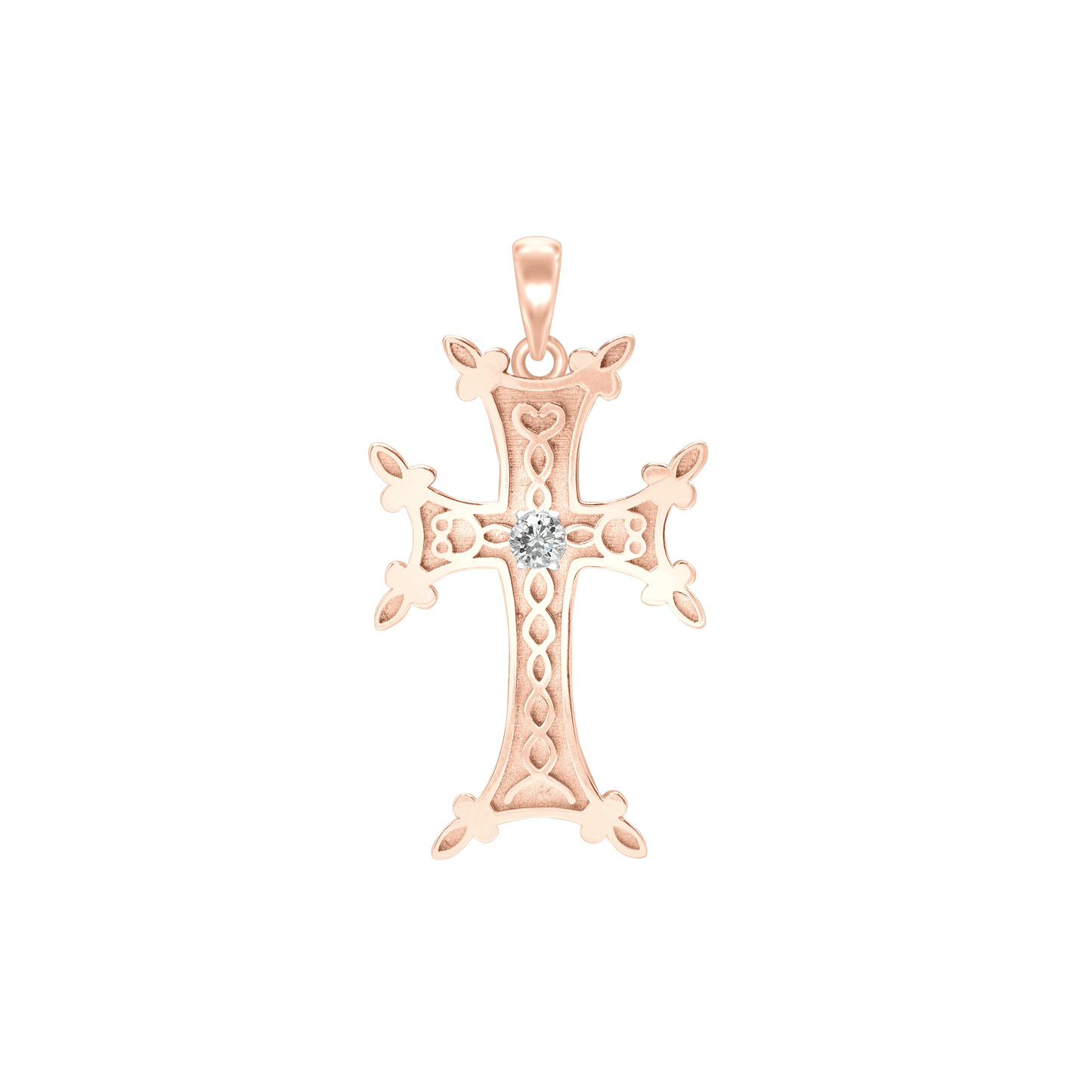 Armenian Cross Pendant with Cubic Zirconia in Sterling Silver