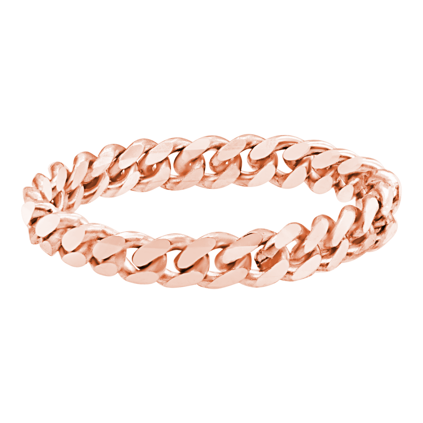 Solid Cuban Curb Chain Ring 14K Rose Gold