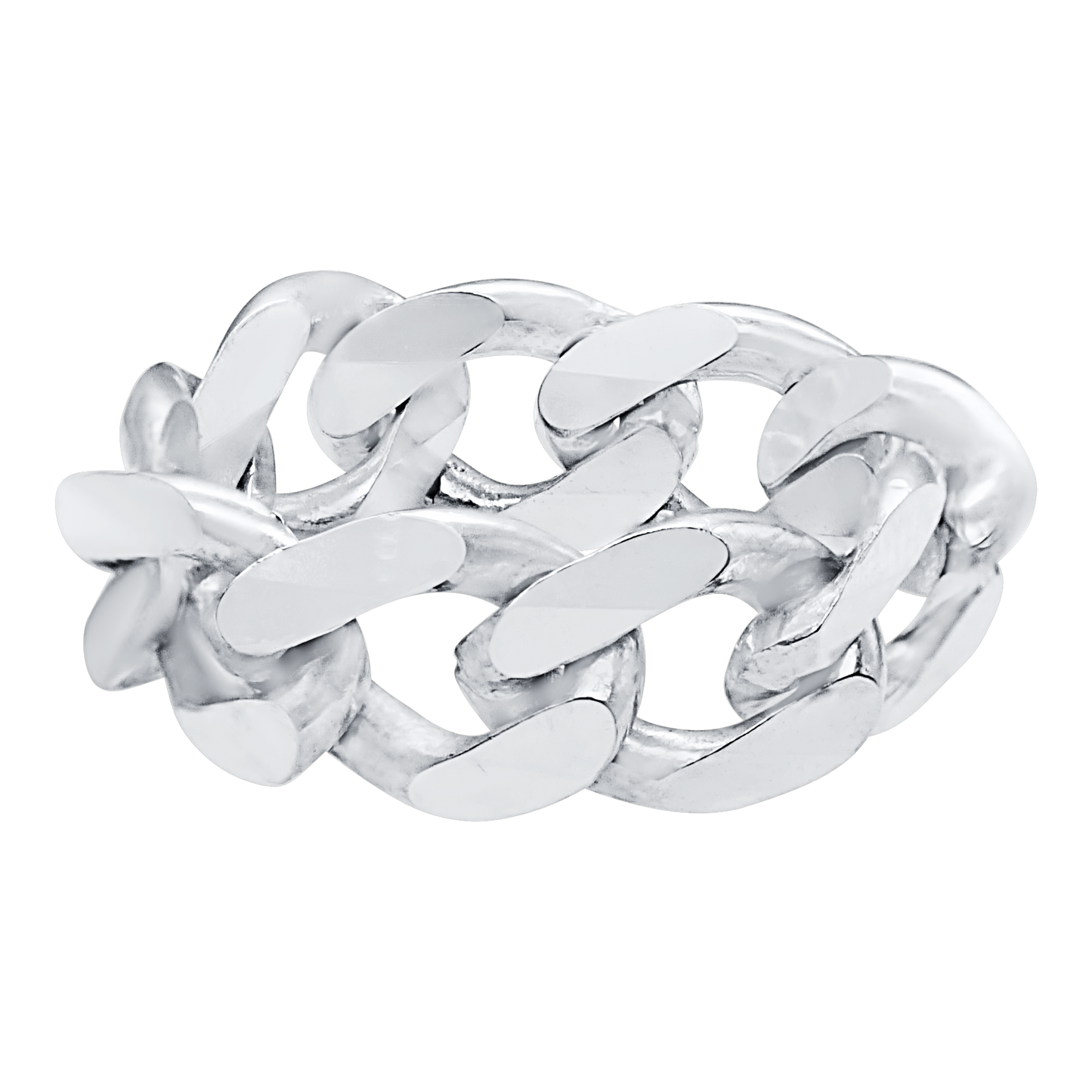 Solid Cuban Curb Chain Ring in Sterling Silver