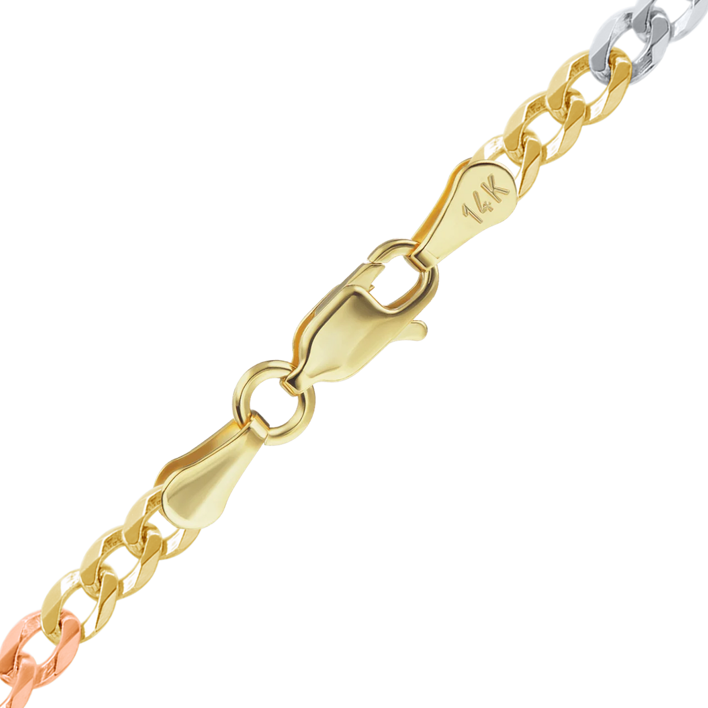 Light Curb Bracelet in 14K Tri-Color Gold