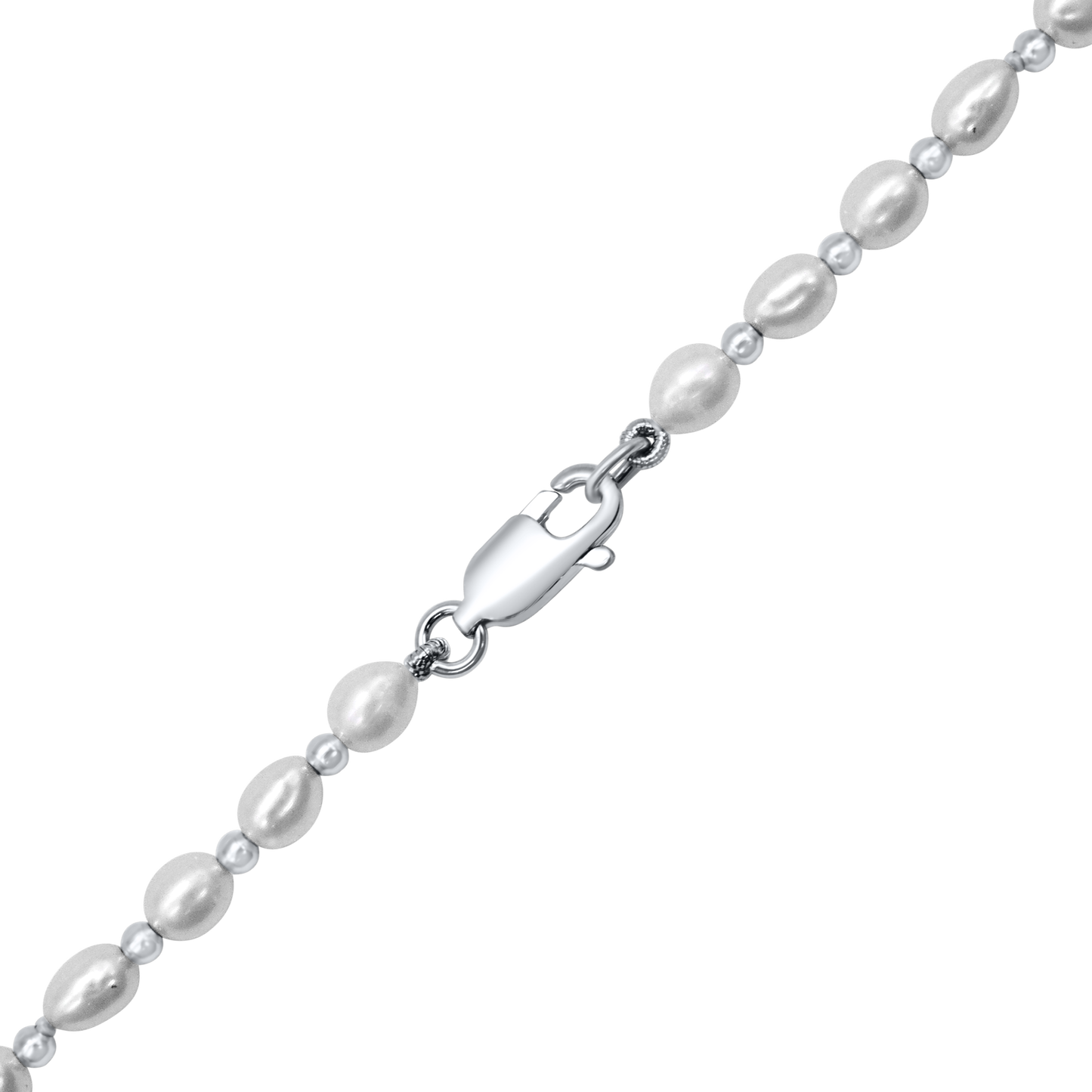 Organic Freshwater Pearl Beaded Necklace in Sterling Silver