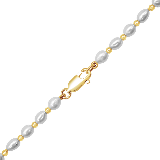 Organic Freshwater Pearl Beaded Necklace - 14K Yellow Gold