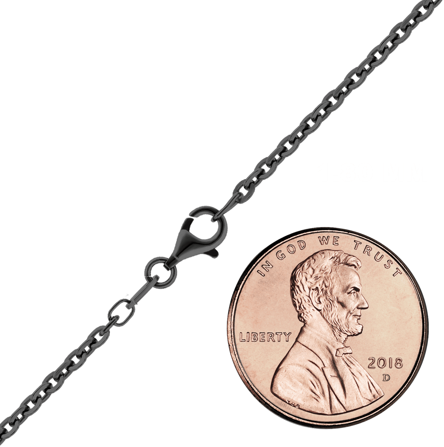 Diamond Cut Cable Necklace in Sterling Silver Black - Ruthenium Finish