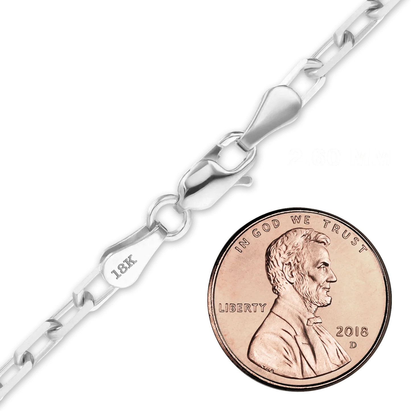 Längliches Kabelarmband mit Diamantschliff aus 18-karätigem Weißgold