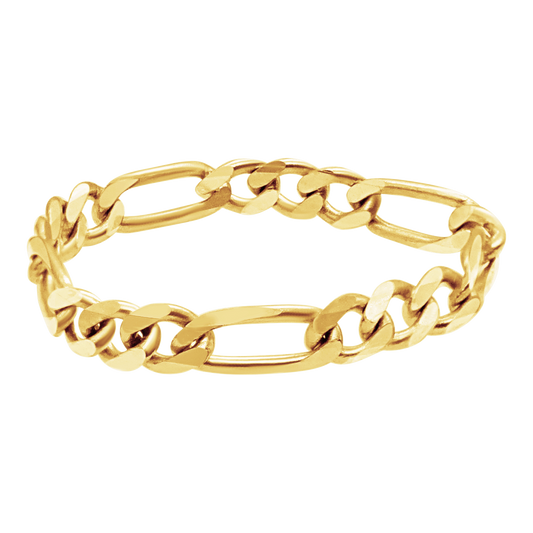 Classic Figaro Chain Ring 14K Yellow Gold