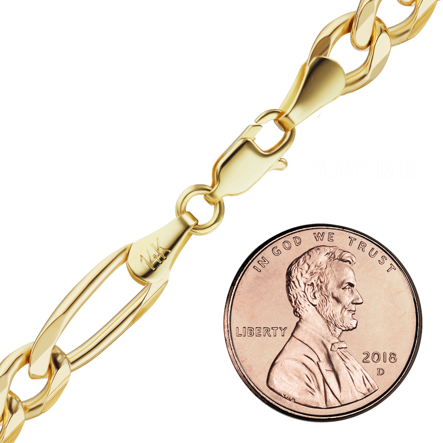 Classic Figaro Semi-Solid Anklet in 14K Yellow Gold