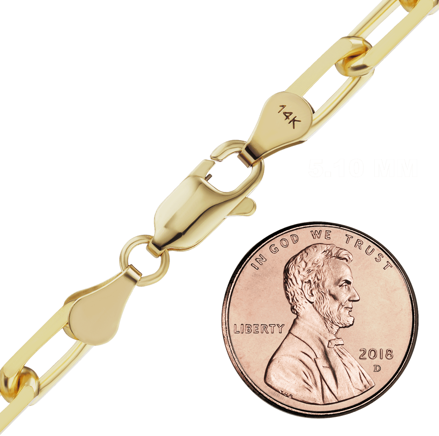 Elongated Diamond Cut Cable Necklace 14K Yellow Gold