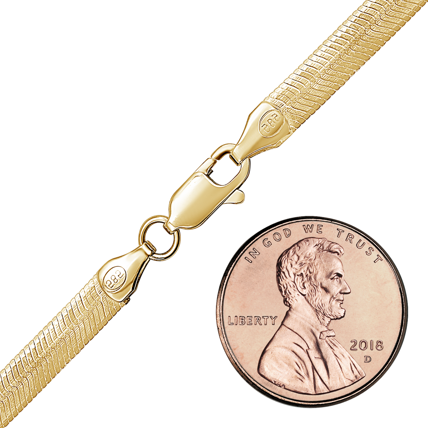 Flexible Fischgrätenkette aus Sterlingsilber – 18-karätige Gelbgoldveredelung