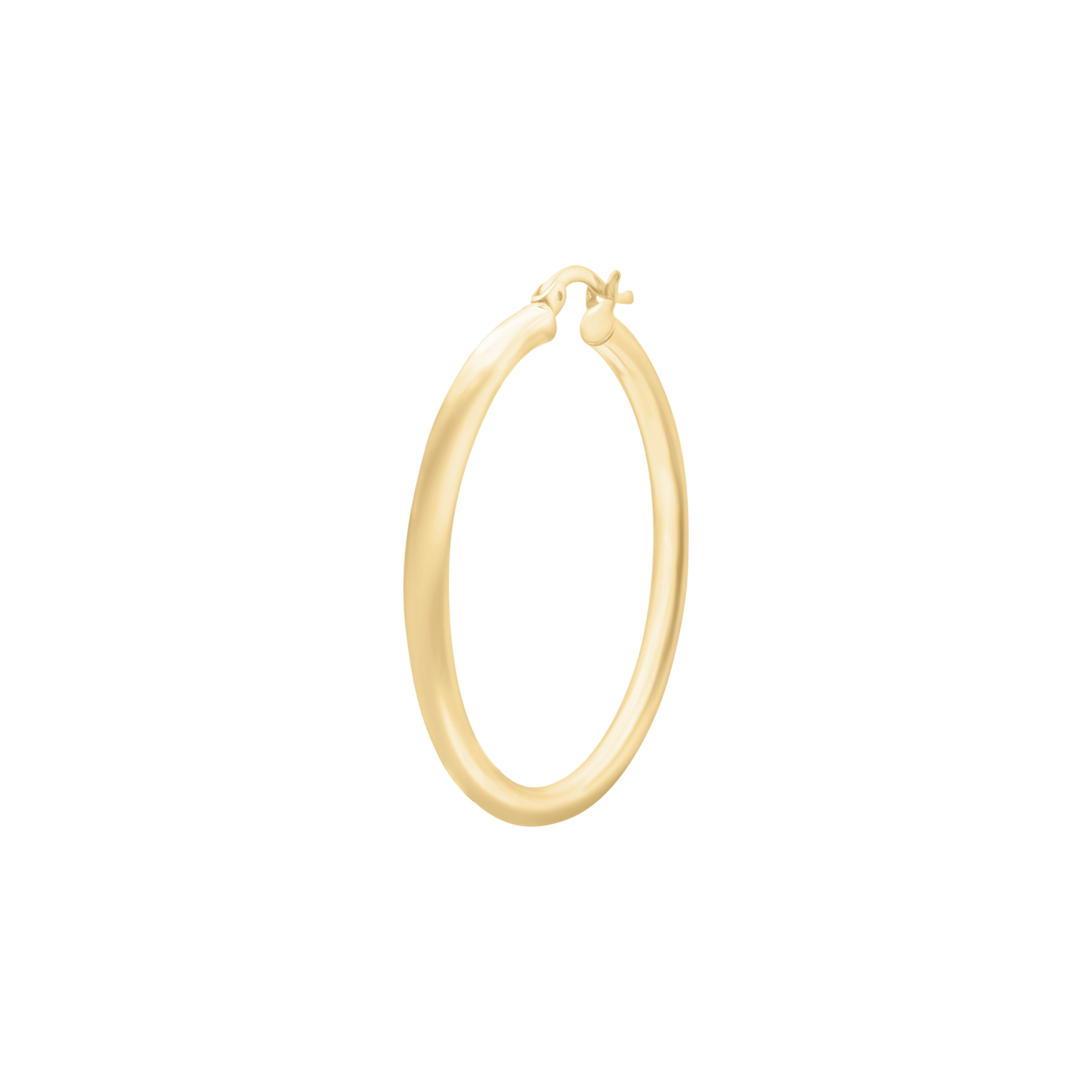 Round Tube Hoop Earrings with Catch & Joint in 14K Gold