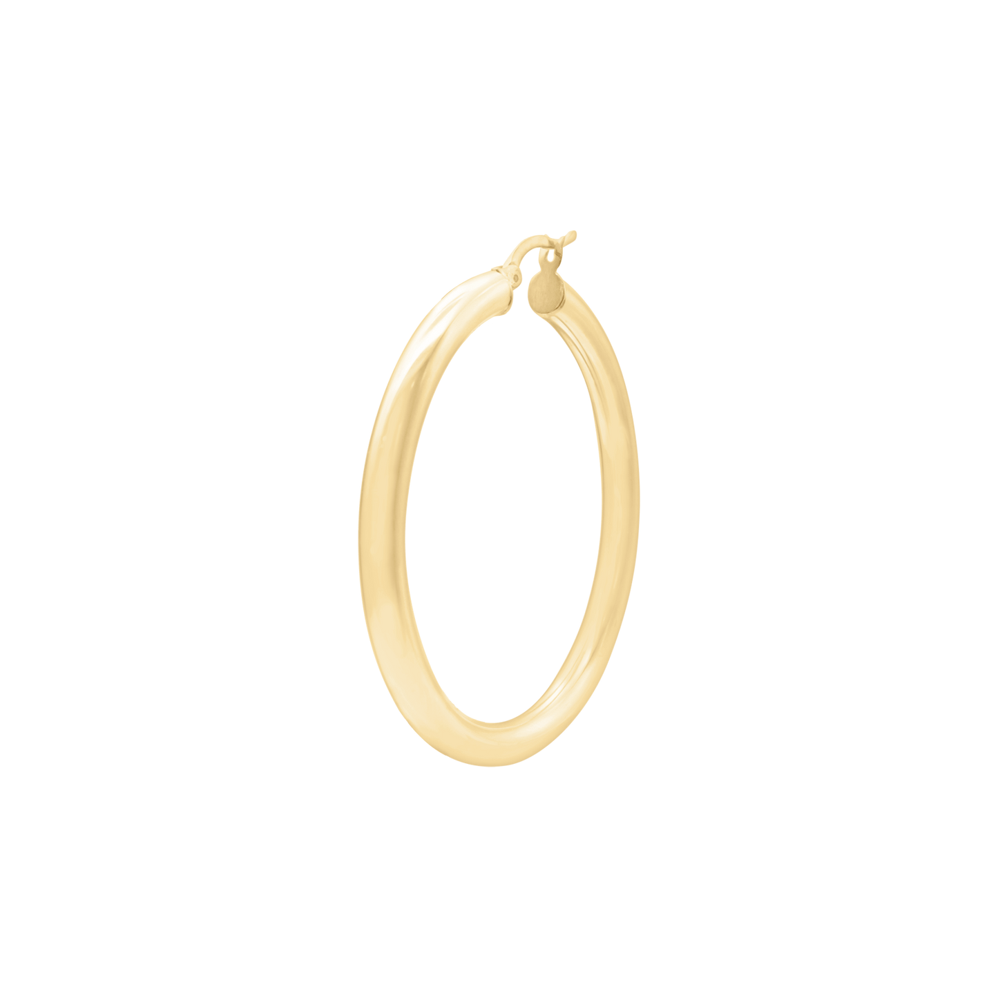 Round Tube Hoop Earrings with Catch & Joint in 14K Gold