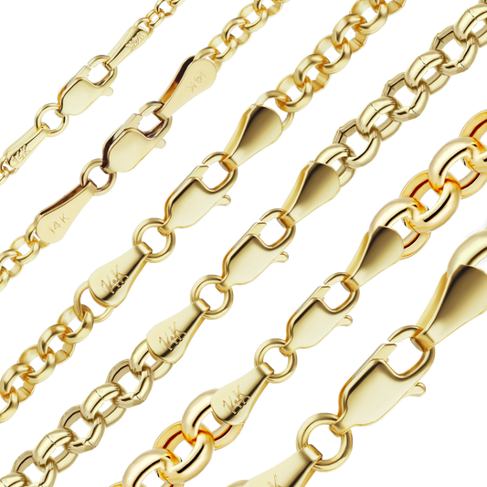 Halbmassives, rundes Rolo-Armband aus 14-karätigem Gelbgold