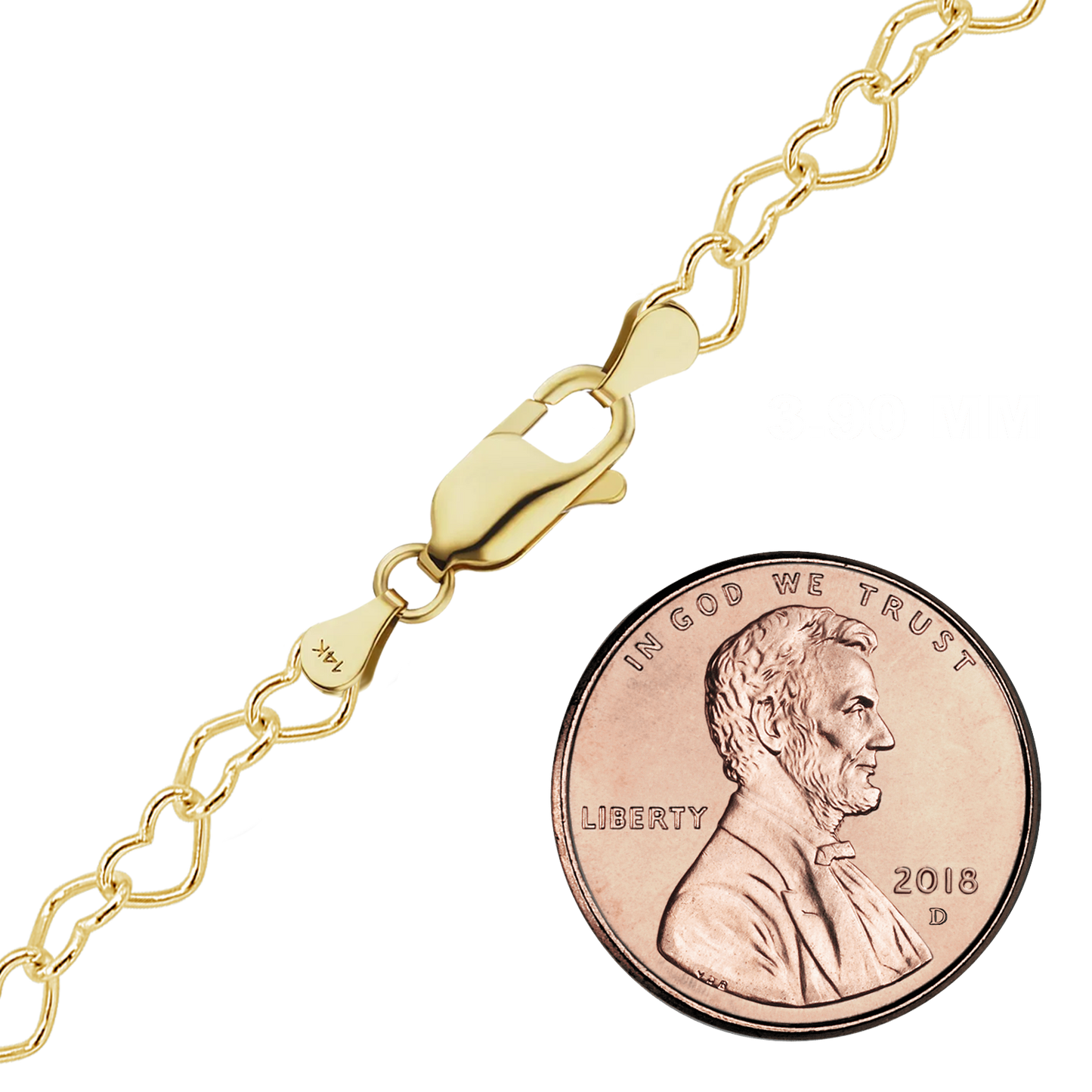 Klassische Herzkette aus 14-karätigem Gelbgold