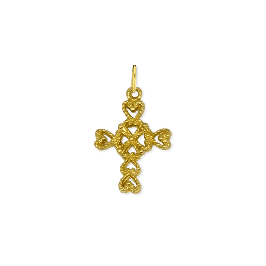 Kreuzanhänger mit filigranem Herzmotiv aus Sterlingsilber