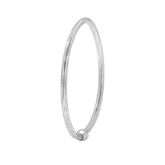 14-karätiges Weißgold-Mesh-Armband zum Überziehen – 3 mm