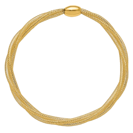 14-karätiges Gelbgold-Mesh-Twist-Slip-On-Armband