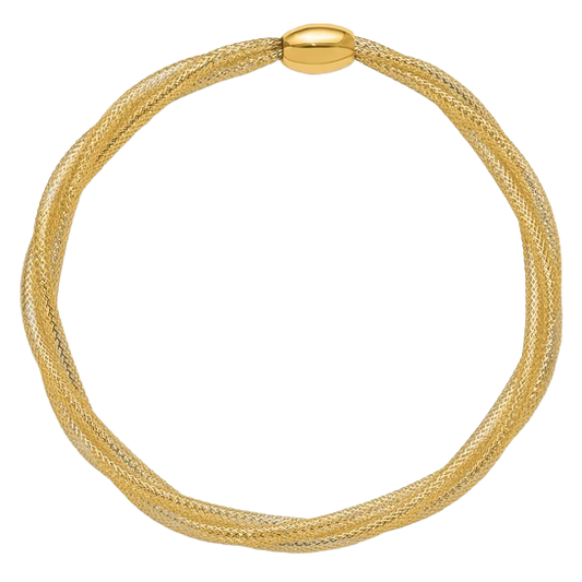 14-karätiges Gelbgold-Mesh-Twist-Slip-On-Armband