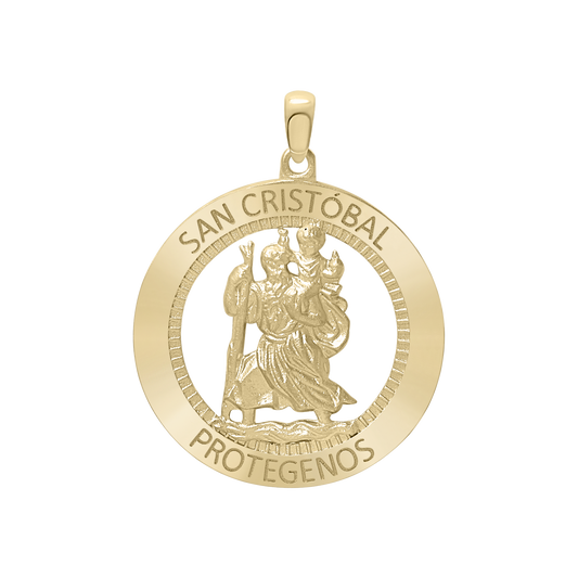 Medaillon des Heiligen Christophorus aus 14-karätigem Gelbgold - San Cristóbal Protégenos