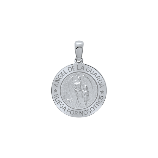 Guardian Angel Medallion Pendant in Sterling Silver - Ángel De La Guarda